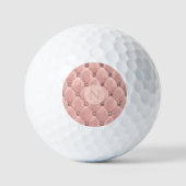 Monogram Blush Roze Satin Elegant Chic Metallic Golfballen (Voorkant)