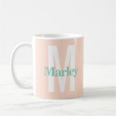 Monogram Blush Roze Schattige Bold Stijlvolle Tren Koffiemok (Links)