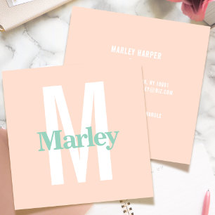 Monogram Blush Roze Schattige Chic Bold Stijlvol T Vierkante Visitekaartje