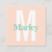 Monogram Blush Roze Schattige Chic Bold Stijlvol T Vierkante Visitekaartje (Voorkant)