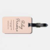 Monogram Blush Roze Schattige Girly Chic Retro Sti Bagagelabel (Achterkant horizontaal)