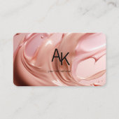 Monogram Blush Roze Schoonheidssalon QR Code Visitekaartje (Voorkant)