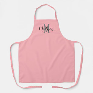 Monogram Blush roze script aangepast Schort