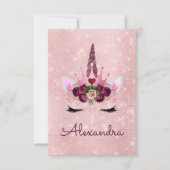 Monogram Blush Roze Sparkle Eenhoorn Baby shower Kaart (Voorkant)