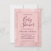 Monogram Blush Roze Sparkle Eenhoorn Baby shower Kaart (Achterkant)