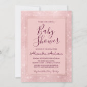 Monogram Blush Roze Sparkle Eenhoorn Baby shower Kaart (Achterkant)