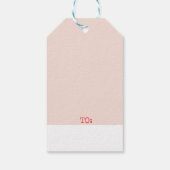 Monogram Blush Roze Verdrietige Sneeuwvlok Vakanti Cadeaulabel (Achterkant)