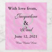 Monogram Blush Roze Waterverf bruiloft Bedankt Wijn Etiket (Enkel label)