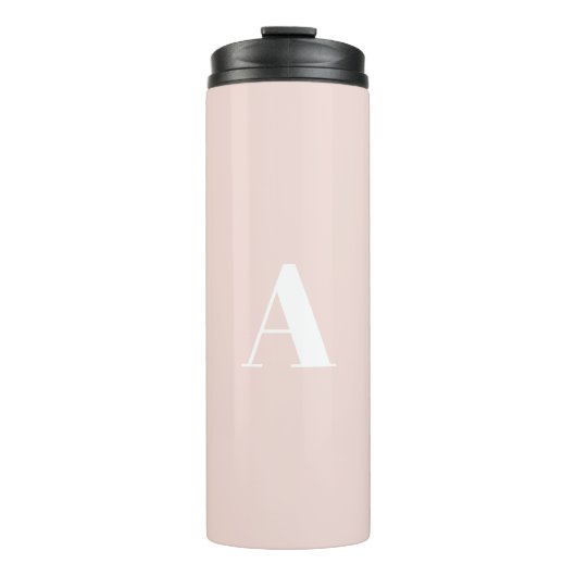 Monogram blush roze wit chic thermosbeker (Voorkant)