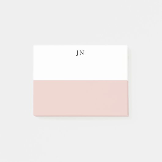Monogram  Blush Roze Wit Kleurenblok Post-it® Notes (Voorkant)