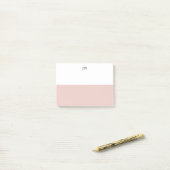 Monogram  Blush Roze Wit Kleurenblok Post-it® Notes (Op bureau)