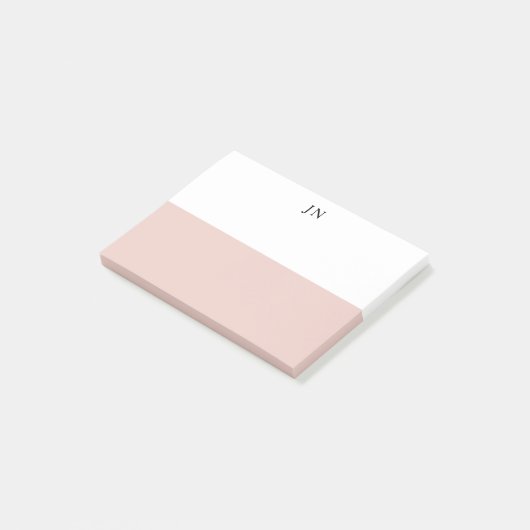 Monogram  Blush Roze Wit Kleurenblok Post-it® Notes (Schuin)
