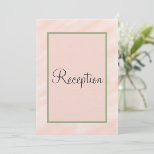 Monogram Blush Sage Green Waterverf Reception Kaart (Staand voorkant)