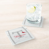 Monogram bodemrode kardinale landboom glazen onderzetter (Schuin)