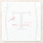 Monogram bodemrode kardinale landboom glazen onderzetter (Achterkant)