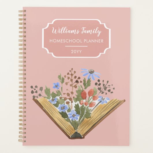 Monogram Boek Flowers Familie Homeschool Planner (Voorkant)