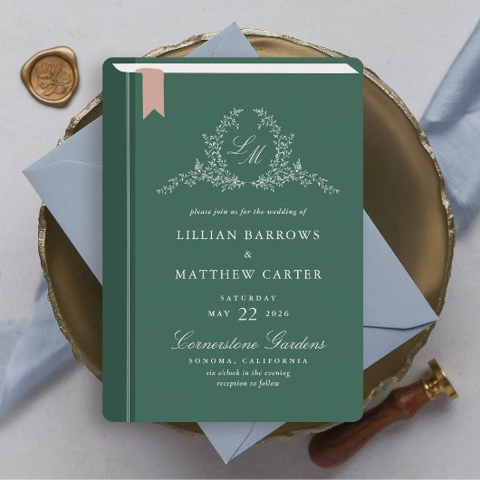 Monogram Boek Hoesje bruiloft uitnodiging
