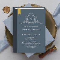 Monogram Boek Hoesje bruiloft uitnodiging