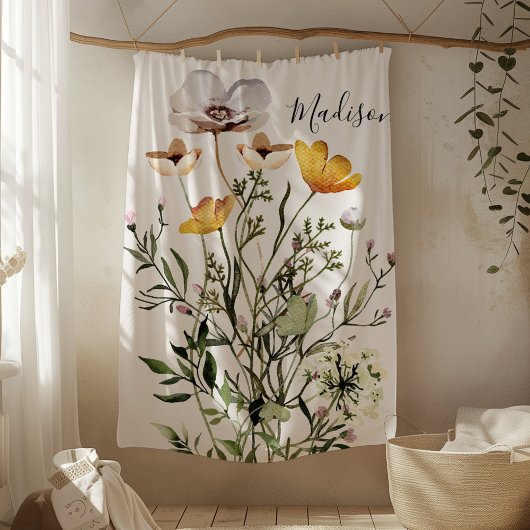 Monogram Boeket van Gedroogde Wilde Bloemen Fleece Deken