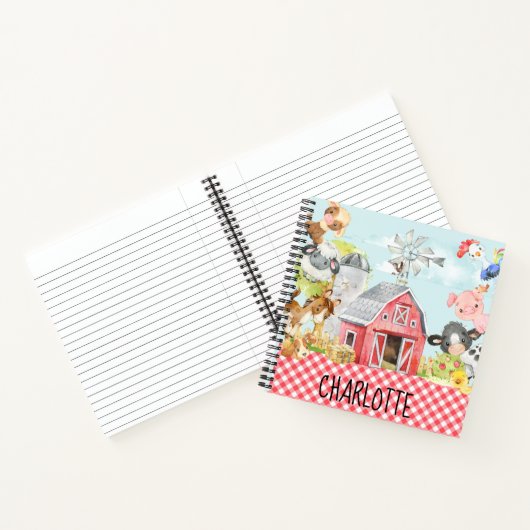 Monogram Boerderij Barnyard Dieren Kinder Notitieboek (Binnen)