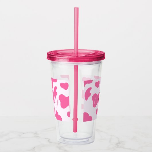 Monogram Boerderij Dierroze Koe Afdrukken Acryl Drinkbeker (Rechts)