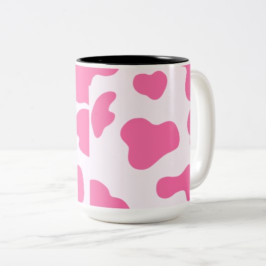 Monogram Boerderij Dierroze Koe Afdrukken Tweekleurige Koffiemok (Voorkant rechts)