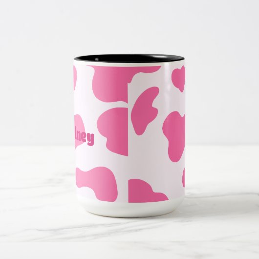 Monogram Boerderij Dierroze Koe Afdrukken Tweekleurige Koffiemok (Center)