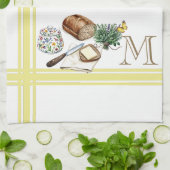 Monogram Boerderij Keuken Handdoek Gouden Streep K (Gevouwen)