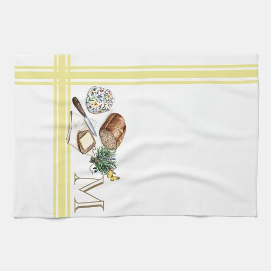 Monogram Boerderij Keuken Handdoek Gouden Streep K (Horizontaal)