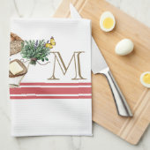 Monogram Boerderij Keuken Handdoek Rabarber Rode K (Quarter Fold)