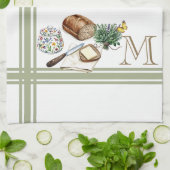 Monogram Boerderij Keuken Handdoek Salie Groene Kr (Gevouwen)