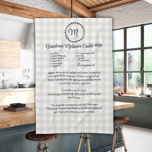 Monogram Boerderij Recept Keepsake Buffalo Plaid Theedoek
