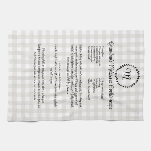 Monogram Boerderij Recept Keepsake Buffalo Plaid Theedoek (Horizontaal)