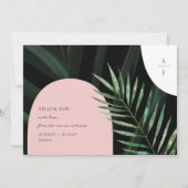 Monogram bogen tropische bruiloft foto bedankkaart (Voorkant)