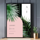 Monogram Bogen Tropische Palm Leaf Bruiloft Poster