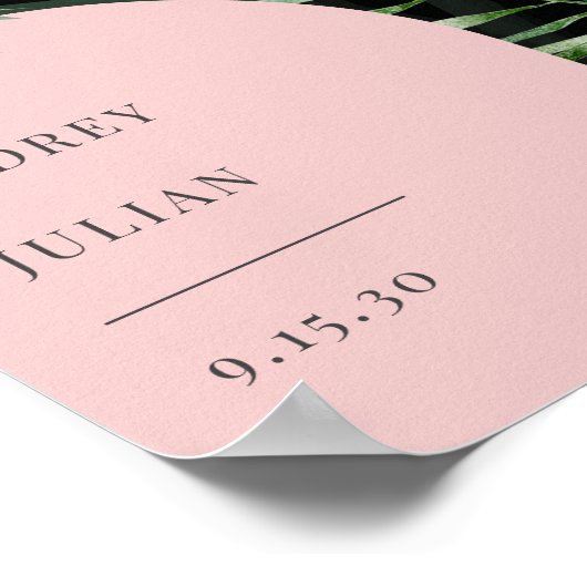 Monogram Bogen Tropische Palm Leaf Bruiloft Poster (Hoek)