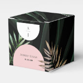 Monogram Bogen Tropische Palmboom Bruiloft Bedankdoosjes (Voorkant Zijde)
