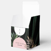 Monogram Bogen Tropische Palmboom Bruiloft Bedankdoosjes (Geopend)