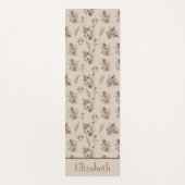 Monogram Boho Beige Bruine Botanische Gras Bloemen Yogamat (Voorkant)