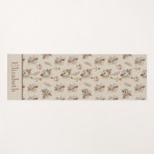 Monogram Boho Beige Bruine Botanische Gras Bloemen Yogamat (Voorkant (horizontaal))