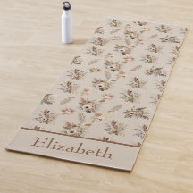 Monogram Boho Beige Bruine Botanische Gras Bloemen