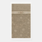 Monogram Boho Beige en Bruine Geometrische Streep Servet (Voorkant)