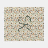 Monogram Boho Bladeren Botanisch Bruin Groen Beige Fleece Deken (Voorkant (Horizontaal))