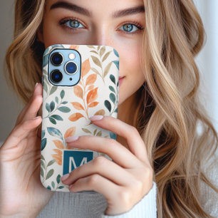 Monogram Boho bloem blad iPhone Hoesje