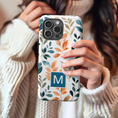 Monogram Boho bloem blad iPhone Hoesje