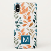 Monogram Boho bloem blad iPhone Hoesje (Achterkant)
