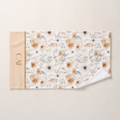 Monogram Boho Bloem Bruin Beige Grijs Botanisch Bad Handdoek (Handdoek)