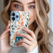 Monogram Boho bloemblad iPhone Case