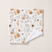 Monogram Boho Bloemen Bruin Beige Grijs Botanisch Bad Handdoek (Wasdoekje)