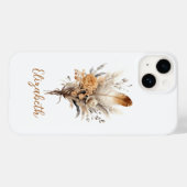 Monogram Boho Bloemen Bruin Beige Wit Grijs Case-Mate iPhone Case (Achterkant (horizontaal))